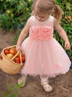 Pink Tulle Floral Princess Dress 9-12M Toddler Girl